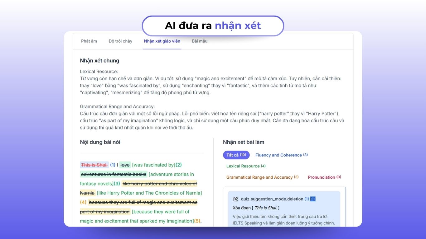 ai chấm speaking 3