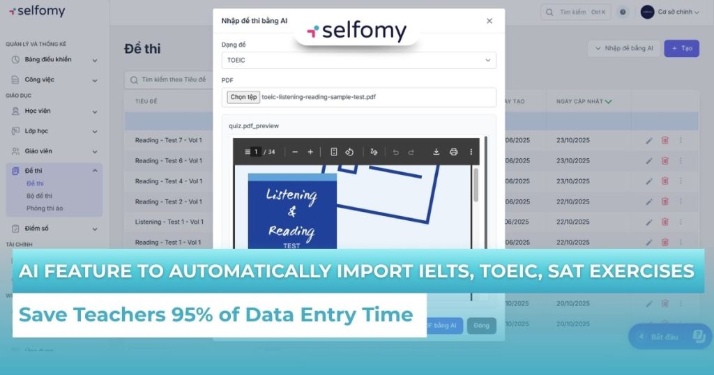 Update AI feature to automatically import IELTS, TOEIC, SAT exercises