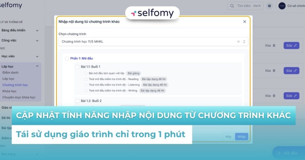Cập nhật tính năng nhập (sao chép) nội dung từ chương trình khác – Tái sử dụng giáo trình chỉ trong 1 phút