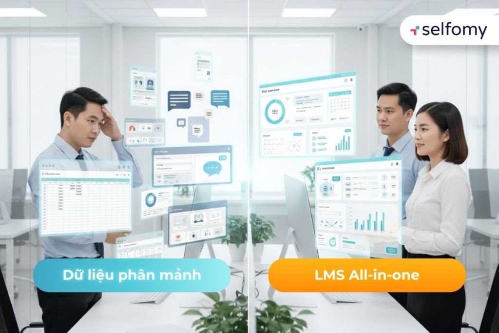 LMS All-in-one cho thấy sự vượt trội hơn các hệ thống quản lý rời rạc