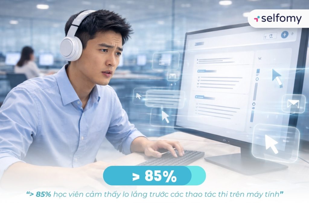 Thực trạng cho thấy nhiều thí sinh cảm thấy áp lực vì không quen các thao tác thực hiện bài thi online IELTS