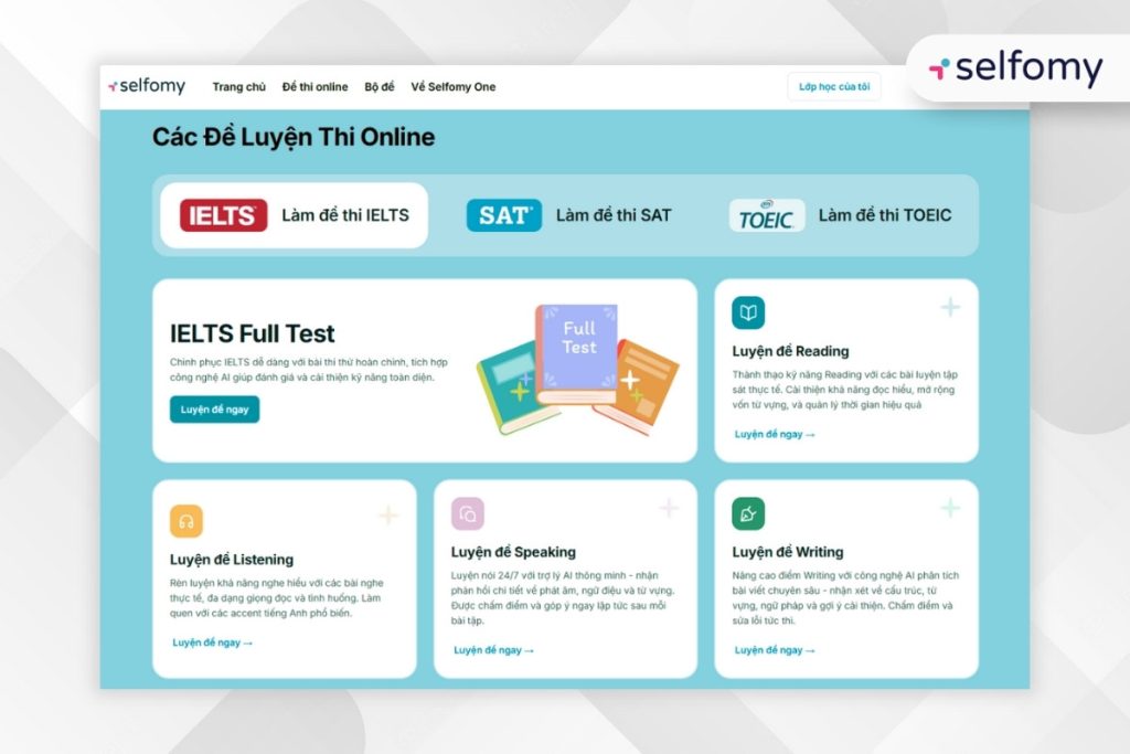 Kho đề sẵn có trên Selfomy One là những bộ đề phổ biến và được cập nhật liên tục
