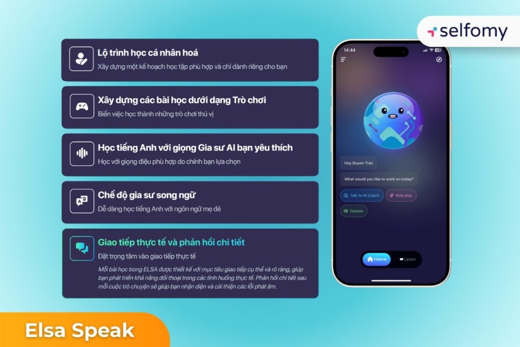 Ứng dụng Elsa Speak giúp người dùng luyện nói với chuyên gia AI