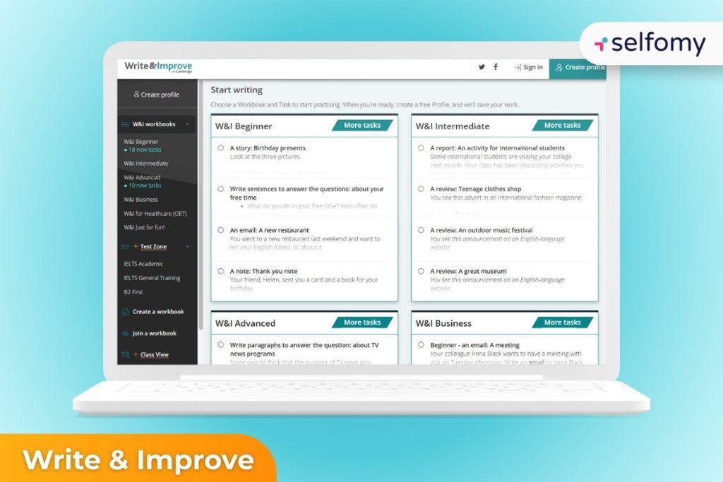 Write & Improve là phần mềm luyện Writing được phát triển bởi Cambridge