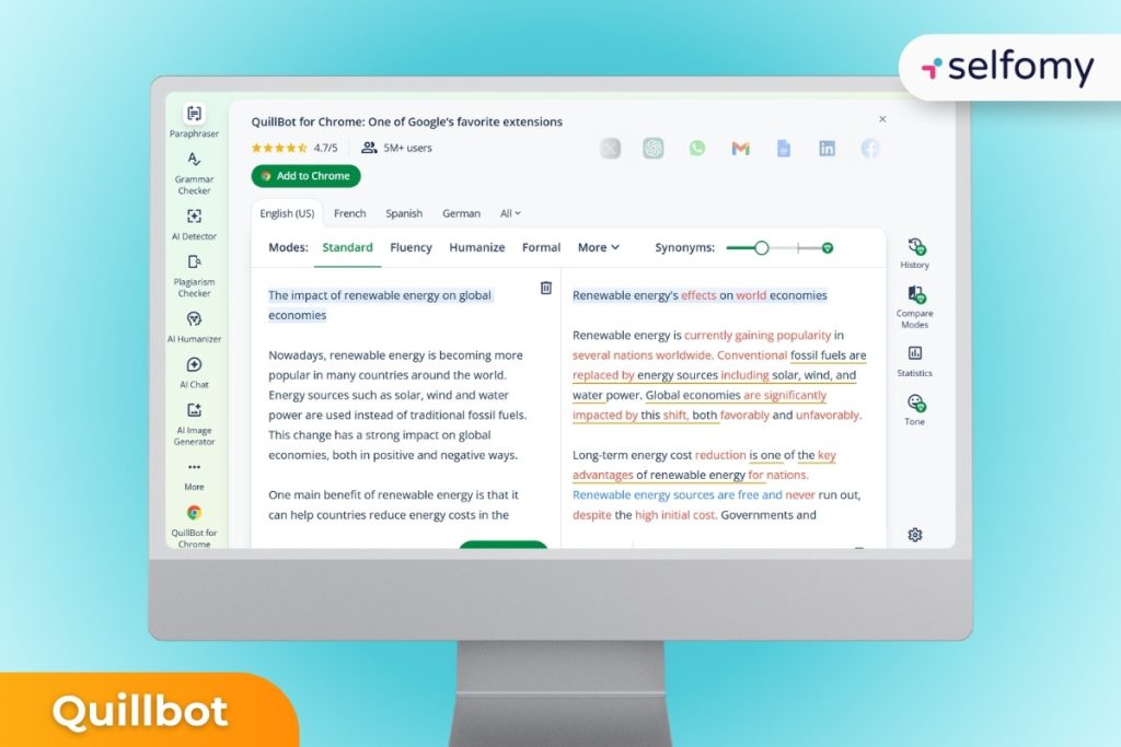Công cụ Quillbot thích hợp dùng để diễn đạt lại câu từ trôi chảy hơn
