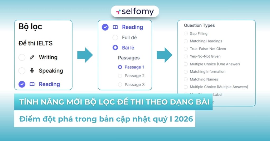 Tối ưu ôn luyện với tính năng bộ lọc đề thi theo dạng bài trên Selfomy One