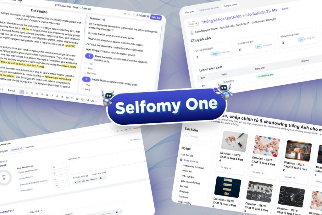 Selfomy One là giải pháp Website tự học IELTS chuyên nghiệp cho trung tâm