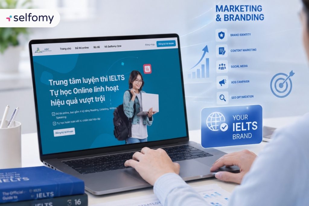 Trung tâm hoàn toàn có thể marketing bằng chính Website luyện thi thương hiệu riêng