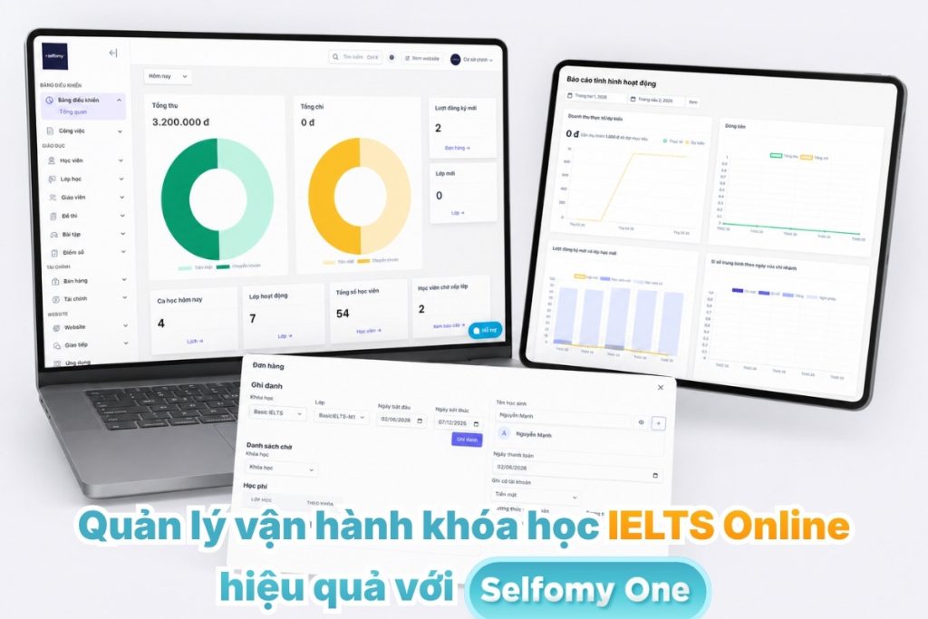 Nền tảng Selfomy One hỗ trợ trung tâm tổ chức khóa học IELTS Online theo quy trình thông minh