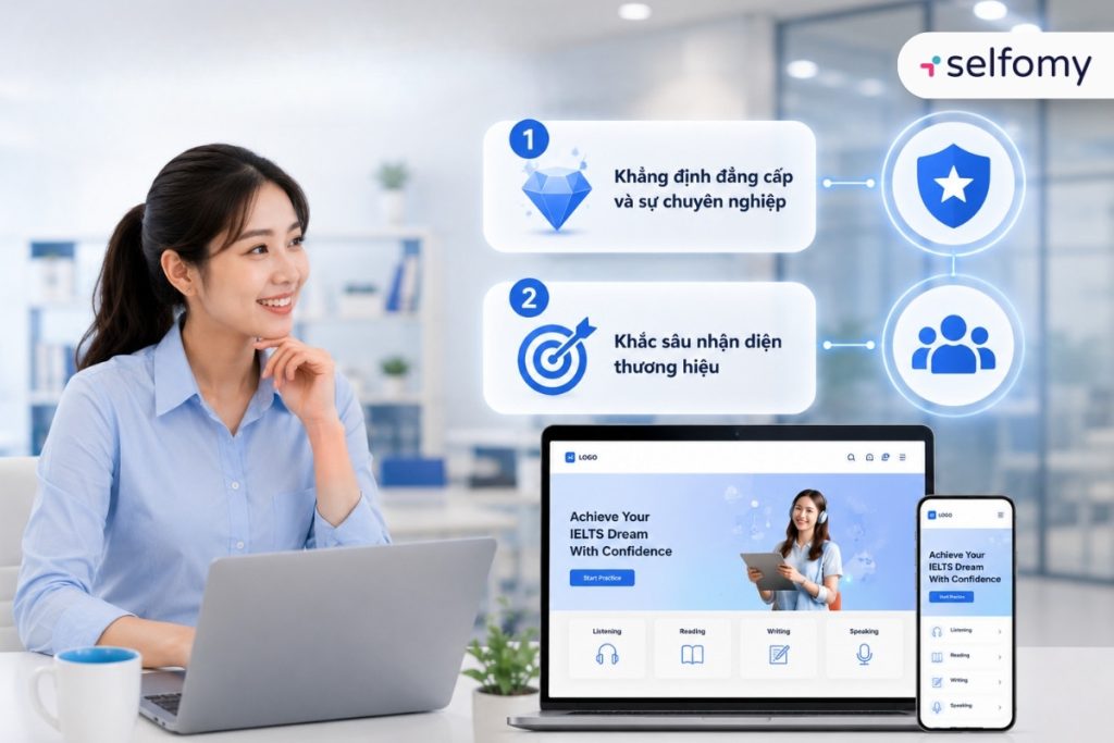 Trung tâm có thể củng cố và xây dựng thương hiệu trên chính website luyện thi