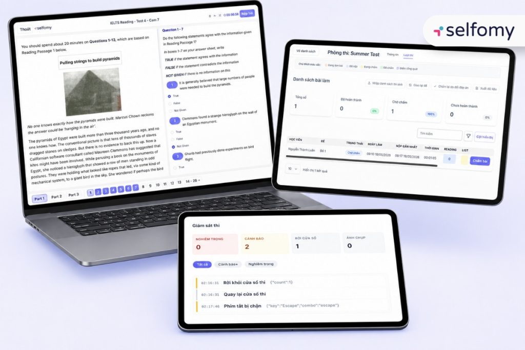 Website luyện thi IELTS White-label Selfomy One giúp trung tâm của bạn bắt kịp xu thế thi thử