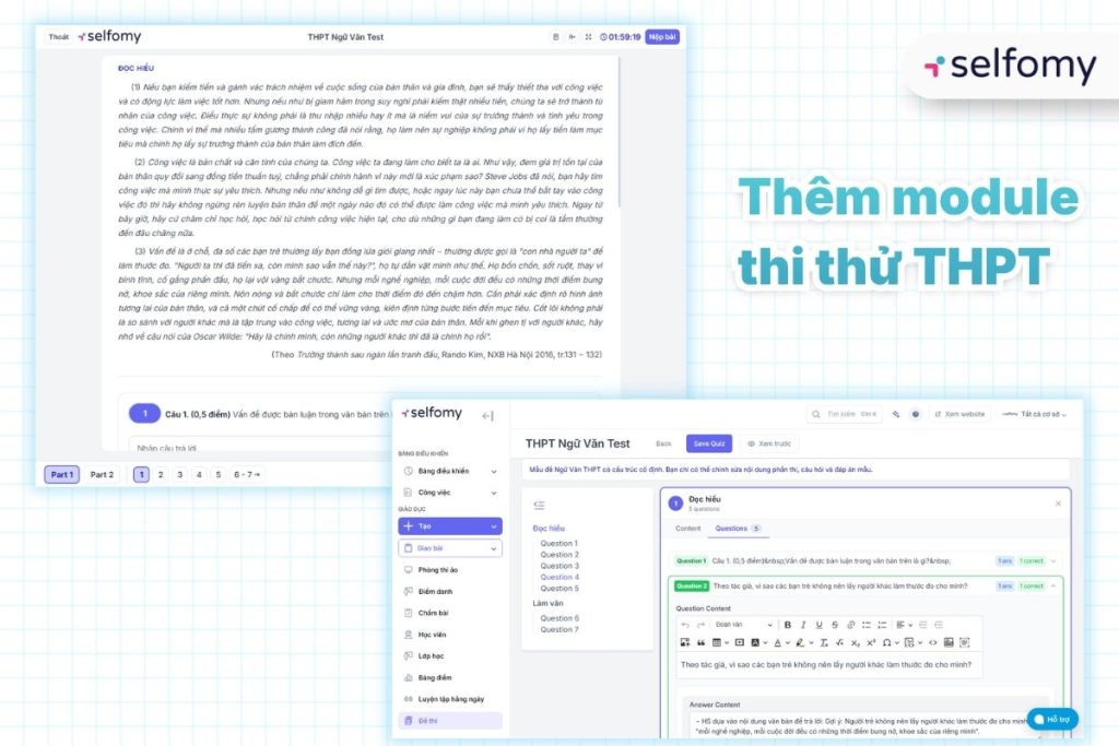 Phiên bản mới Selfomy One đặc biệt mở rộng hỗ trợ sang thi thử THPT
